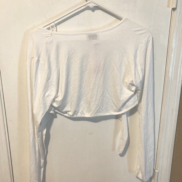 Twin Set GIRL juniors 16Y soft white stretchy viscose fancy cover crop cardigan - Picture 2 of 5